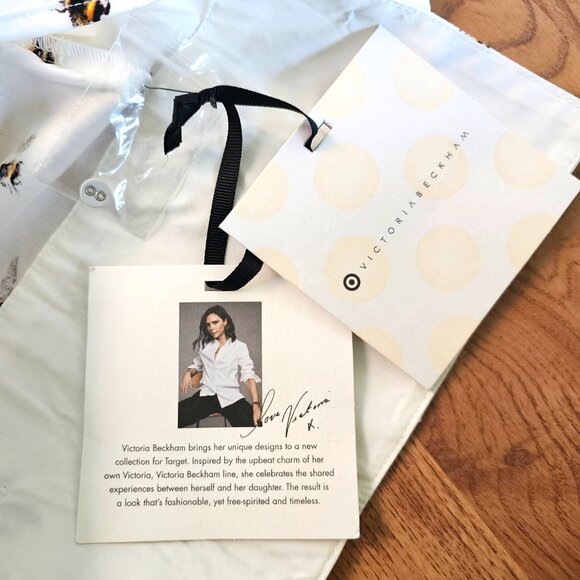 NWT!! Victoria Beckham Bee Print Long Sleeve Button Up Shirt, 100% Cotton, S - Picture 7 of 10